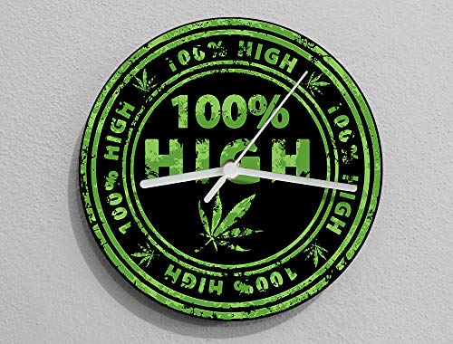 100% High Funny Marijuana Wall Clock