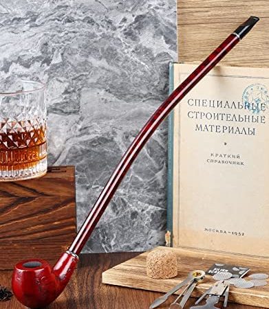 Joyoldelf Smoking Pipe, 16'' Length Churchwarden Tobacco Pipe - Handmade Tobacco Pipe with Luxury Gift Box (Including 3-in-1 Pipe Scraper, Pipe Reamer, Pipe Screens and Cork Knocker and Smoking Accessories)