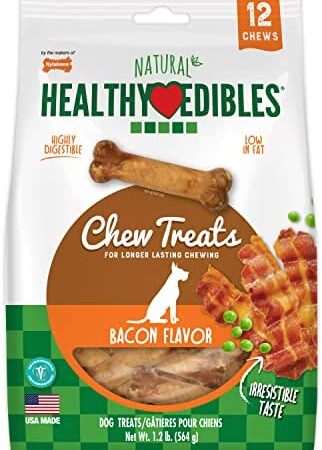 NYLABONE Healthy Edibles Bacon with VIT Regular Chews, 12 Count Pouch