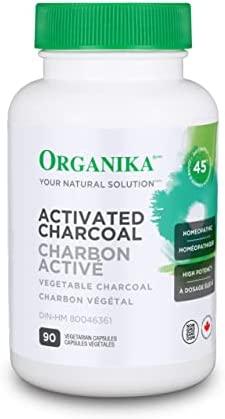 Organika Activated Charcoal- Homeopathic Charcoal, Digestive Support, Detox, Gas and Bloating Support- 90vcaps